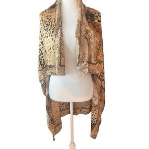 Jungle Paint Print Womens Square Scarf Gold Brown Tan 43" x 43" NWT